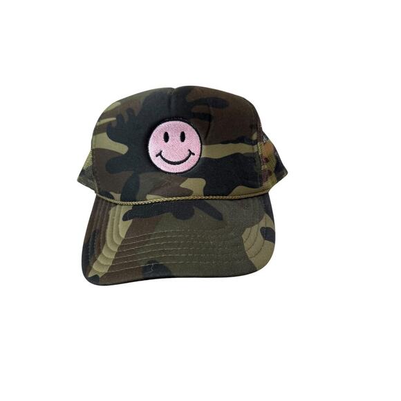Otto Women's Green Smiley Face Camouflage Foam Mesh Trucker Cap One Size - Picture 3 of 8
